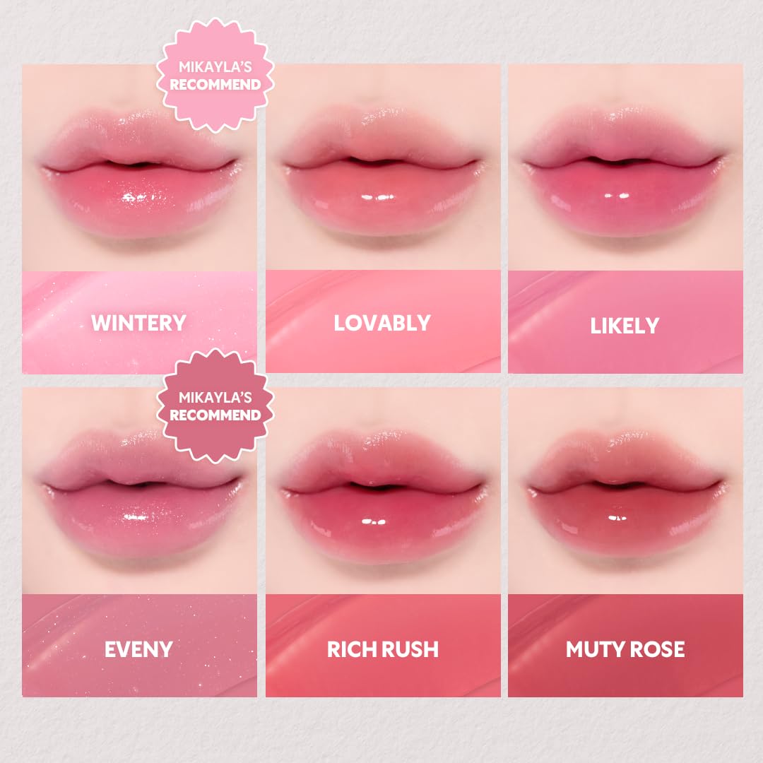 TIRTIR [*Mini Size Waterism Tinted Lip Gloss #19 Bad Rosy, 0.06 Fl Oz – Kiss Ready Lipgloss, 12H Long Lasting Non Sticky Natural Tinted Glow Korean Multiuse Cheek and Lip Tint for Women gift
