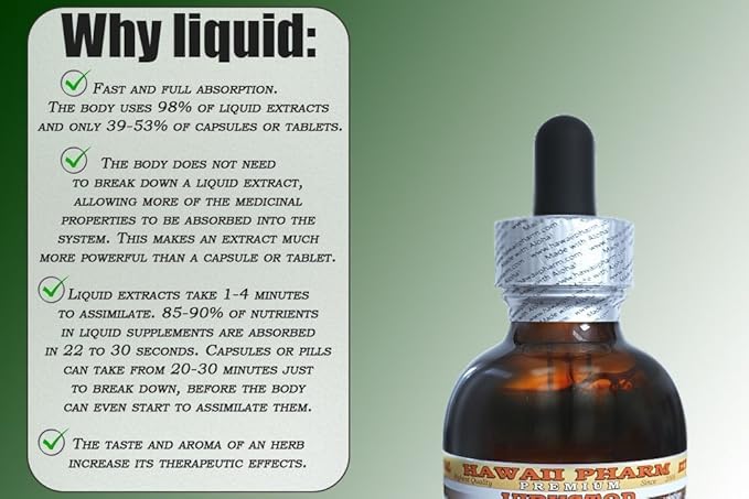 Queen's Root Alcohol-Free Liquid Extract, Queen's Root (Stillingia Sylvatica) Dried Root Glycerite Natural Herbal Supplement, Hawaii Pharm, USA 32 fl.oz