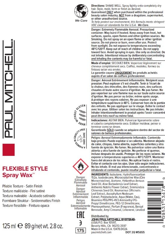 Paul Mitchell Spray Wax, Pliable Texture, Satin Finish, For All Hair Types Especially Fine to Medium