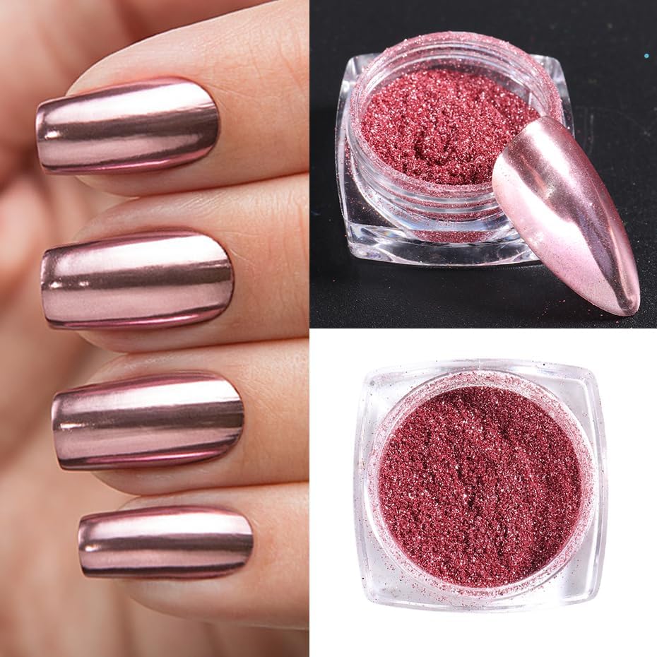 Metallic Mirror Chrome Nail Powder Set, 23 Colors Magic Mirror Y2K Gold Silver Decorations Rubbing Nail Art Glitter Pigment Flakes Manicure Accessories (23pcs Chrome Powder)