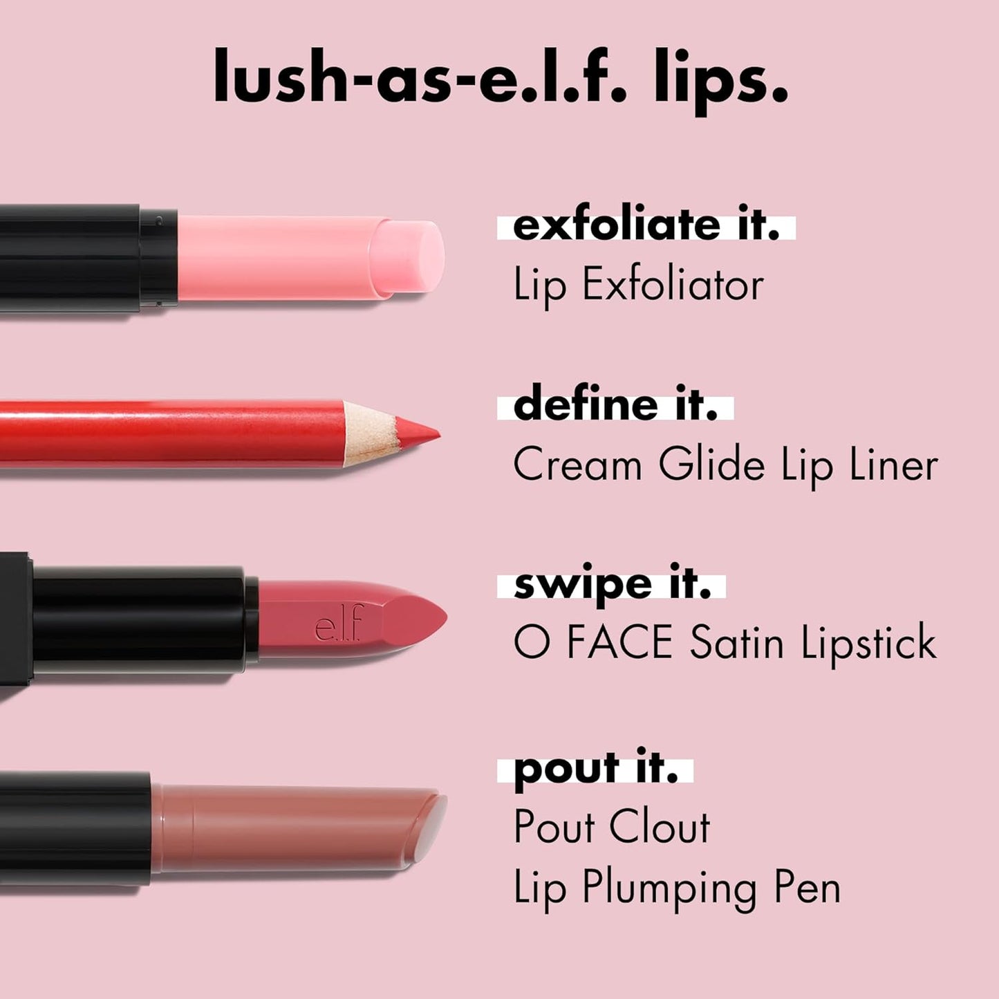 e.l.f. Cream Glide Lip Liner, Highly-Pigmented Pencil For Shaping & Sculpting Lips, Semi-Matte Finish, Vegan & Cruelty-Free, Pinky Swear