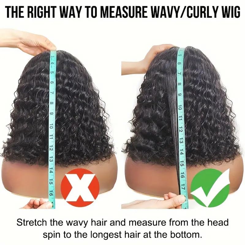 Wear and Go Bob Wig Human Hair Deep Wave Glueless Wigs Pre Plucked Pre Cut 4x4 Lace Closure 180% Density Ready to Wear Bob Wigs for Black Women Beginner Friendly (Curly Bob Wig, 12inch)