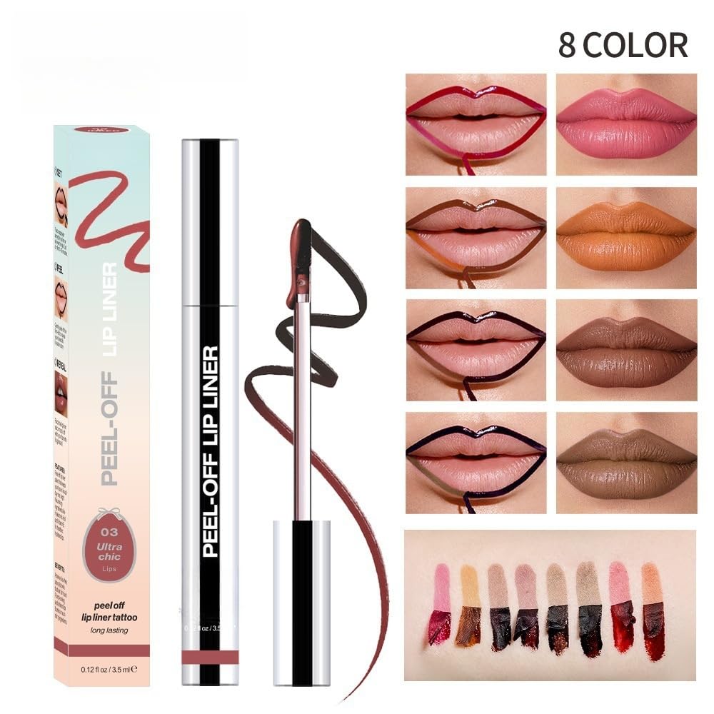 Longwear Peel-off Lip Stain Marker Peel Off with Vitamin E - Smudge-Resistant Lip Liner & Base for All Skin Types (06#)
