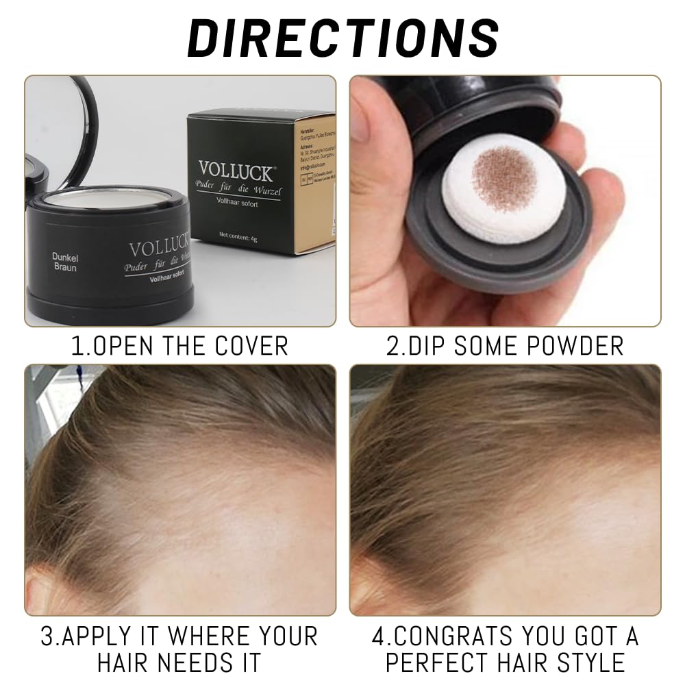 Root Touch Up Powder, Instantly Gray Root Cover Up Hairline Powder, Hair Concealer for Women and Men (A-Dark Brown, 2PC)