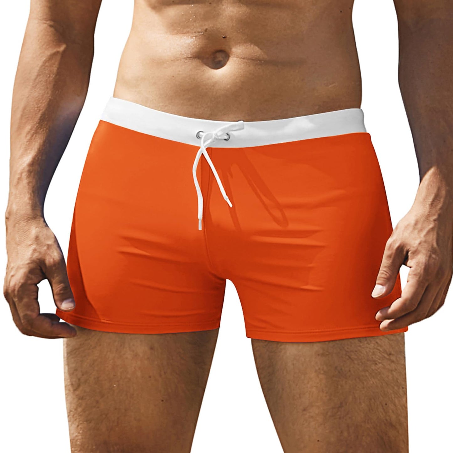 COOFANDY Men's Board Shorts with Liner Square Cut Swim Brief Bathing Suit Sexy Summer Shorts Swimsuit M