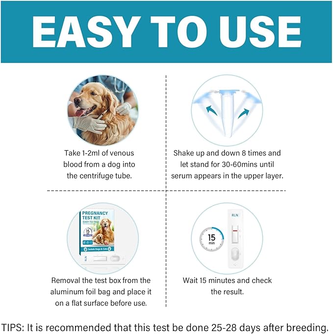 Dog Pregnancy Test, 15Mins Accurate Pet Early Detection Pregnancy Test, Convenient & Disposable Pregnancy Tests Strip for Dogs and Cats at Home, Simple Operation
