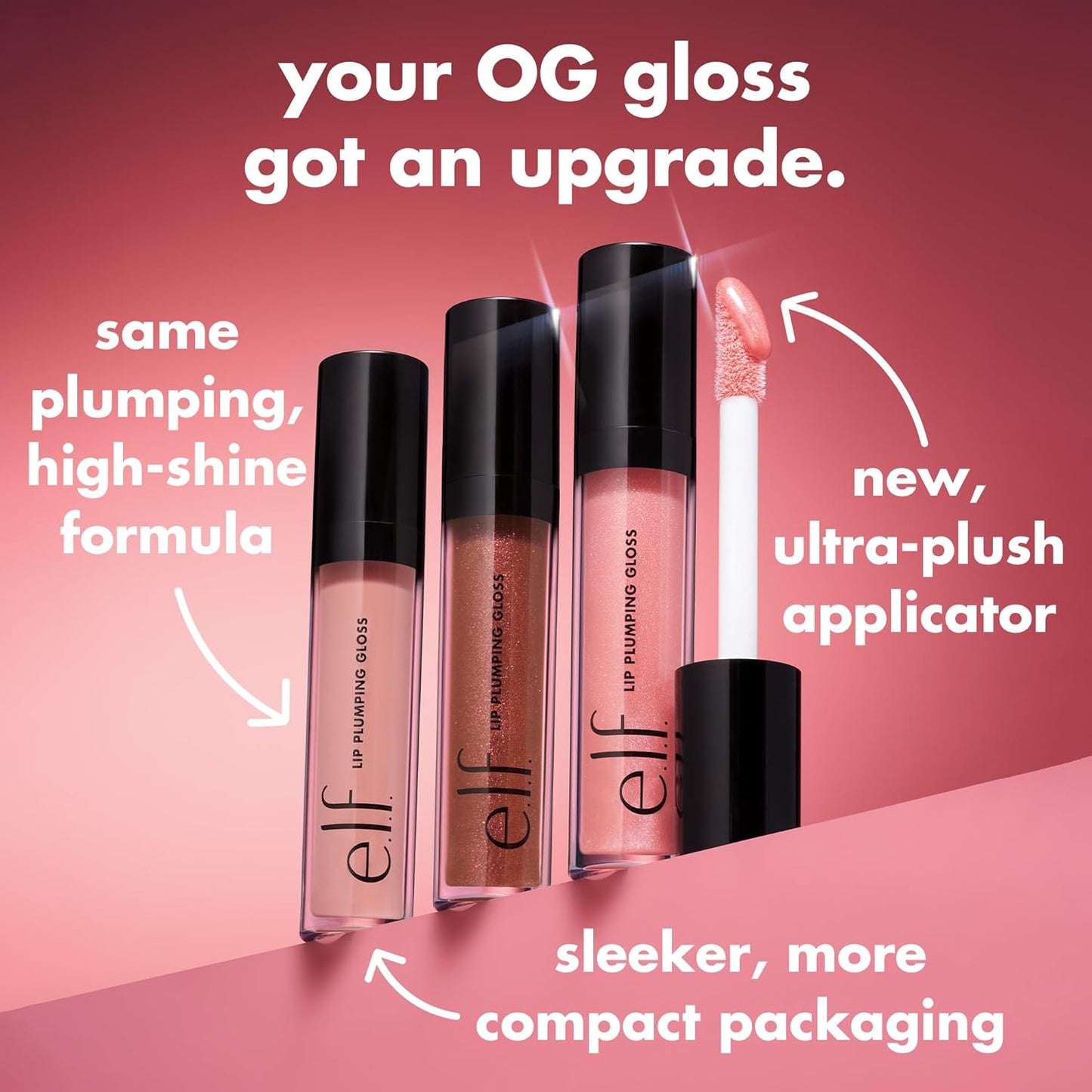 e.l.f. Lip Plumping Gloss, High-Shine Sheer Color, Hydrates & Creates Fuller Lips With Vitamin E, Vegan & Cruelty-Free, Petal Pressed, 0.1 Fl Oz