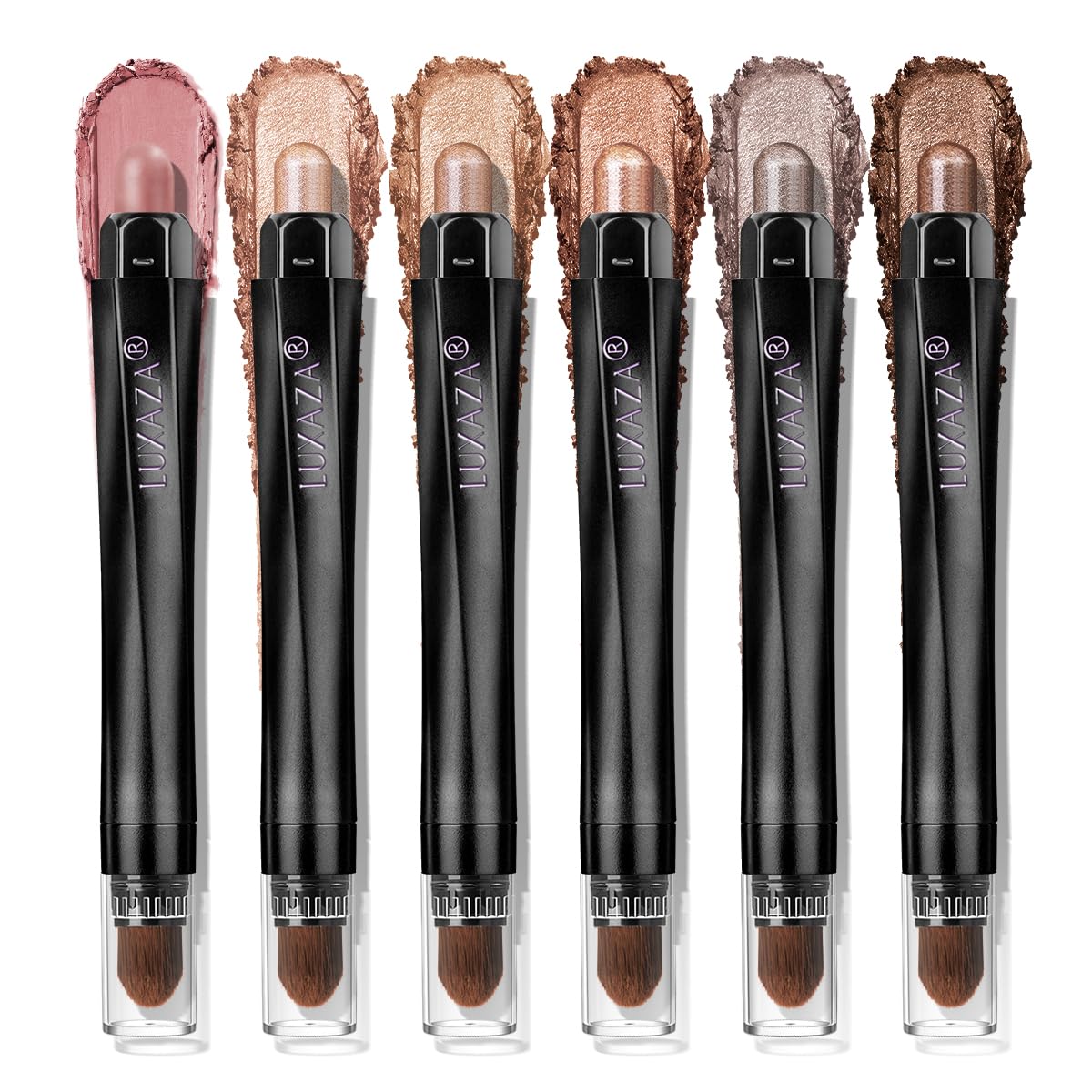 LUXAZA PRO Neutral Eyeshadow Stick Makeup Set, Metallic Shimmer Matte Cream Eye Shadow Eyeliner Brightener Pencil Crayon - Classic 6PCS A016