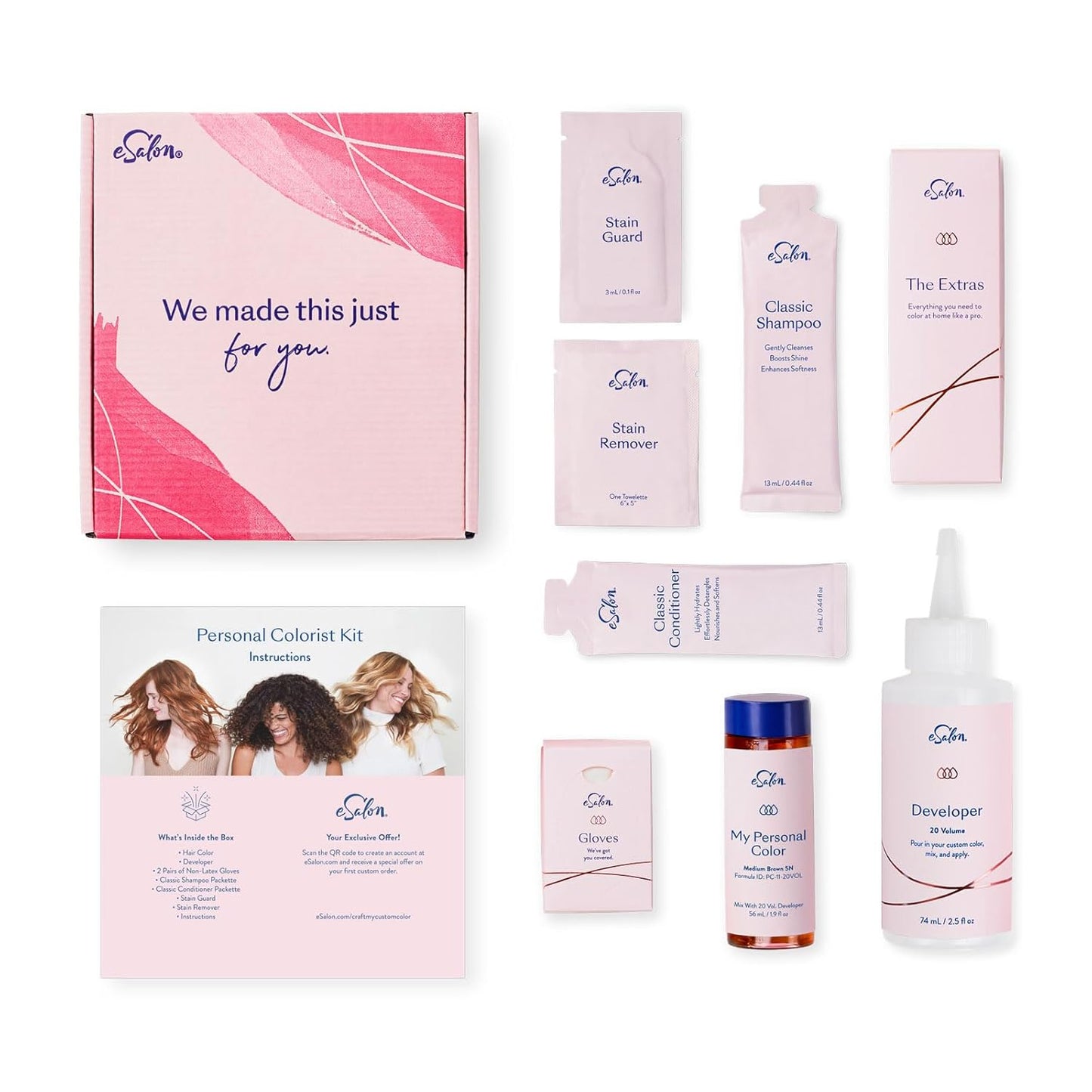 eSalon Permanent Hair Color & Hair Dye Complete Kit - Soft Black - Personal Colorist Kit for Up To 100% Gray Coverage for All Hair Types - Professional-Grade Ammonia-Free Hair Dye