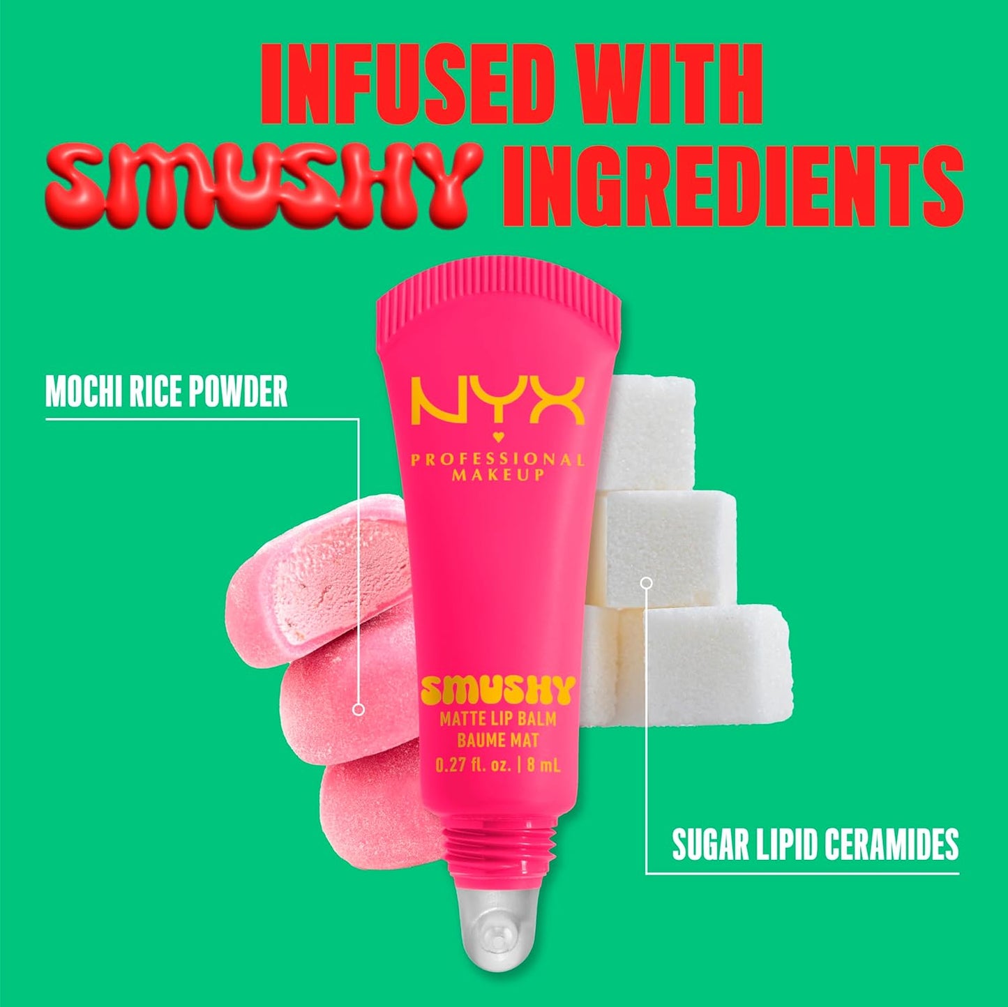 NYX PROFESSIONAL MAKEUP Smushy Matte Lip Balm, Tinted Lip Moisturizer with Soft, Matte Finish - Sweet Smack (Mid-Tone Pink)