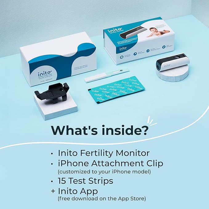 Inito Fertility Monitor & Hormone Tracker for Women | Estrogen, LH, PdG (Urine Metabolite of progesterone), FSH | Track and Confirm Ovulation | Includes 15 Test Strips (iPhone 12 Pro)