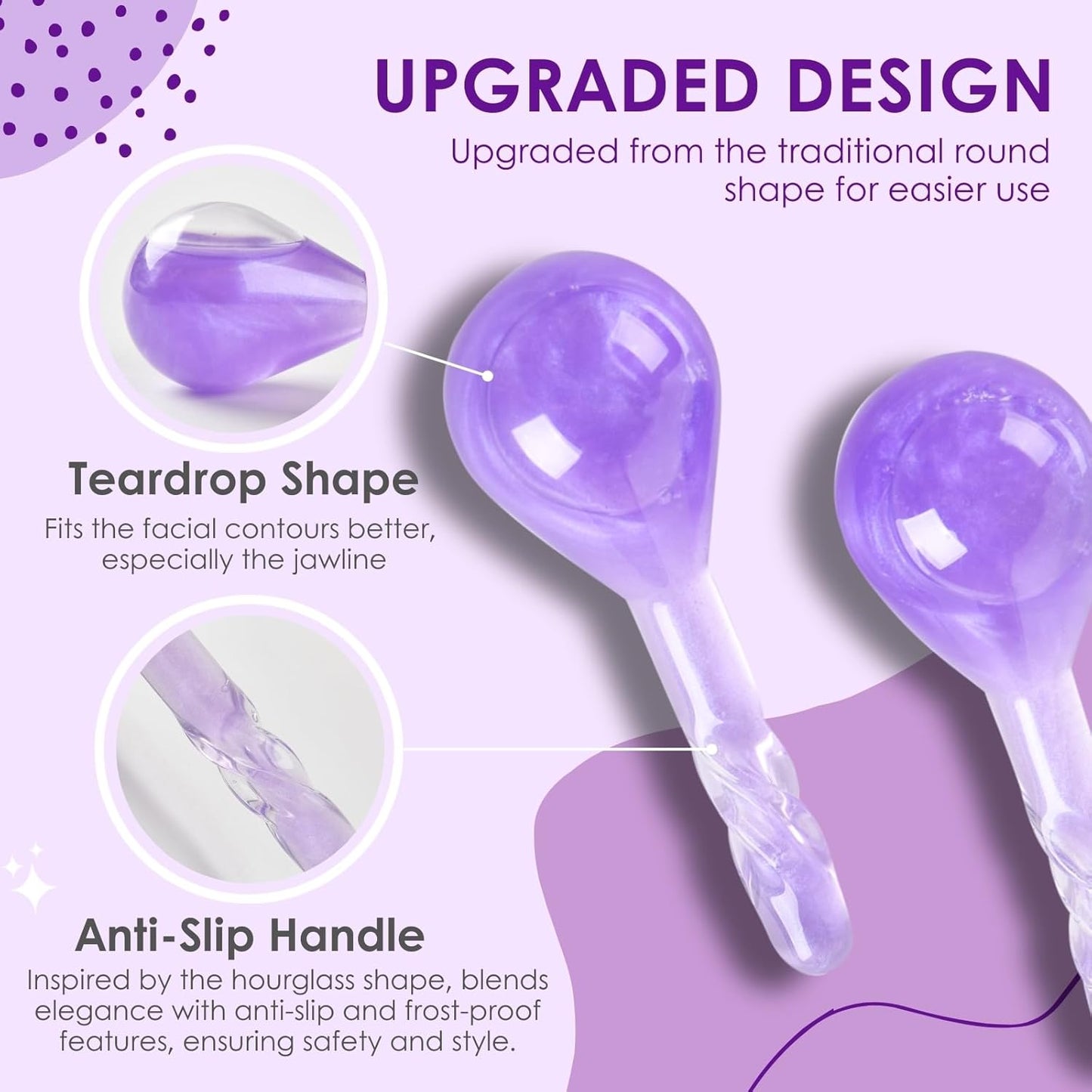 Ice Globes for Face and Eyes, Cooling Facial Massage Tool, Cryo Beauty Roller for Puffiness, Redness, Fine Lines & Wrinkles, Skincare Gift for Home Spa Use