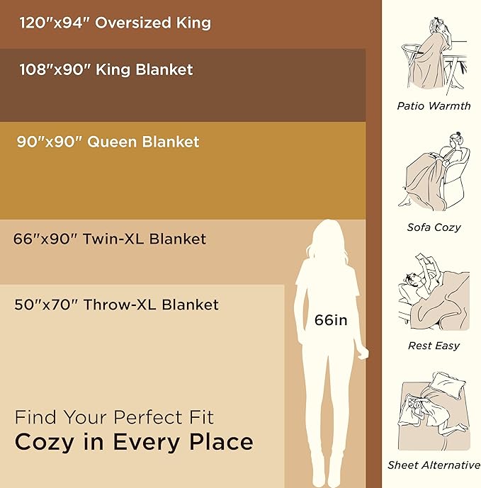 Bedsure 100% Cotton Blanket King Size for Bed - Breathable and Lightweight, Soft Cozy Textured Herringbone Woven Blanket for Summer Spring, Burnt Orange, 108x90 inches
