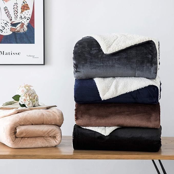 IR Imperial Rooms Burgundy Sherpa Fleece Throw Blanket for Bed - Wholesale Bulk Pack of 16 Sherpa Blankets - Soft Fluffy Throw Blankets for Hotels, Guest Bedroom, 50x60 Inches