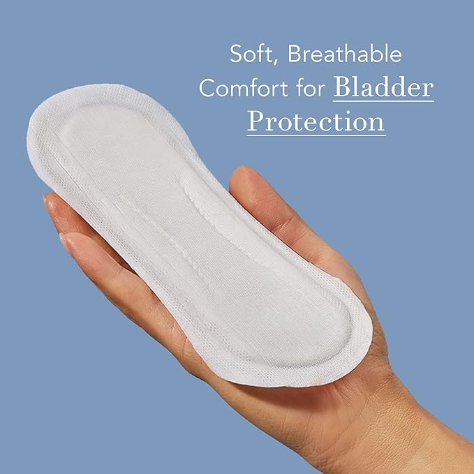Rael Incontinence Liners for Women, Organic Cotton Cover, Postpartum Essential, Moderate Absorbency, Bladder Control, 4-Layer Core with Leak Guard Technology (Long, 72 Count)