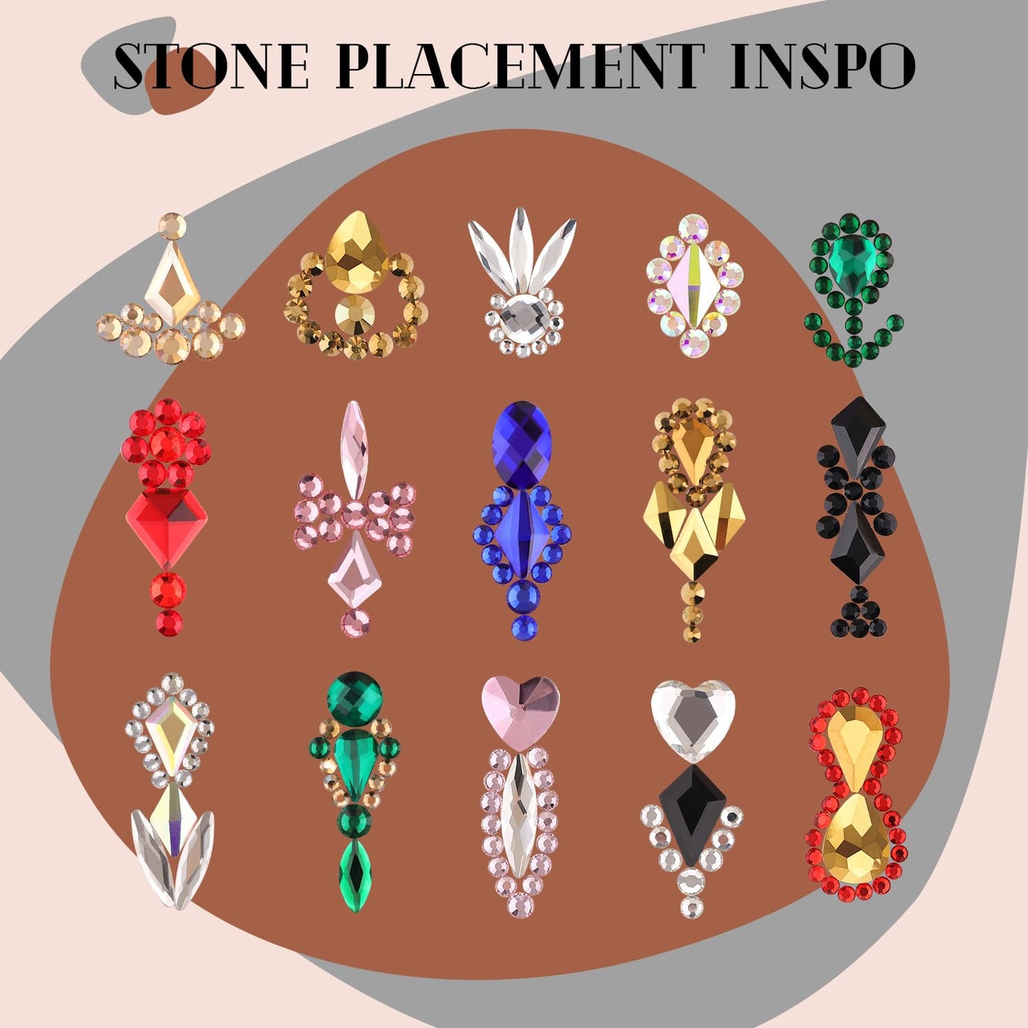 Glass Nail Rhinestones Multi-Shapes Flatback Gems, Round Crystal Glue Gel + 1500Pcs,arty Nails Diamond Gemstones