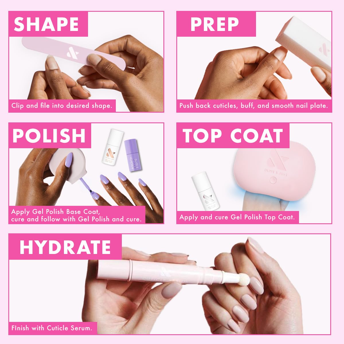 Olive & June Gel Polish | UV LED Nail Lamp Needed | Long Lasting Formula | Up to 21 Days of Wear | Damage-Free Removal | Salon-Quality Manicure at Home | The Queen Takes Her Tea with Milk Sheer Mauve