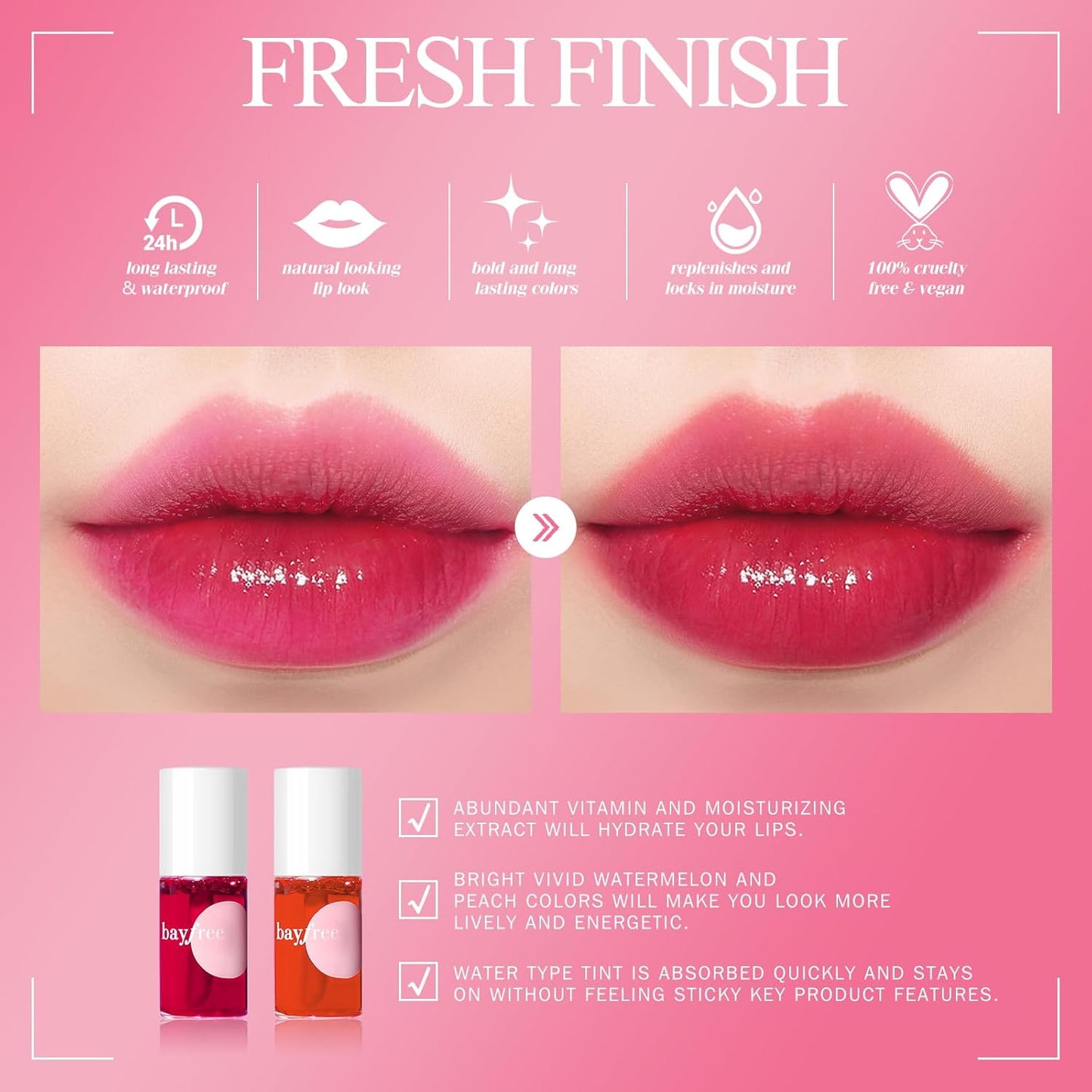 Lip Tint Stain Set, Korean Water Tint Lightweight Non-sticky, Waterproof Long Lasting Liquid Blush & Lip Stain, Transfer-Proof, Matte Finish Lip Color Makeup (juicy)