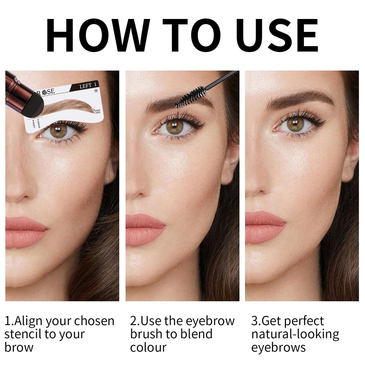 Eyebrow Stencils, ALLROSE Eyebrow Stamp Stencil Kit Perfect Eyebrow Waterproof Eye Brow Stamp Stencil Kits, Eyebrow Kit for Women with 20PCS Brow Shaping Kit Eyebrow Tinting Kit, Black Brown