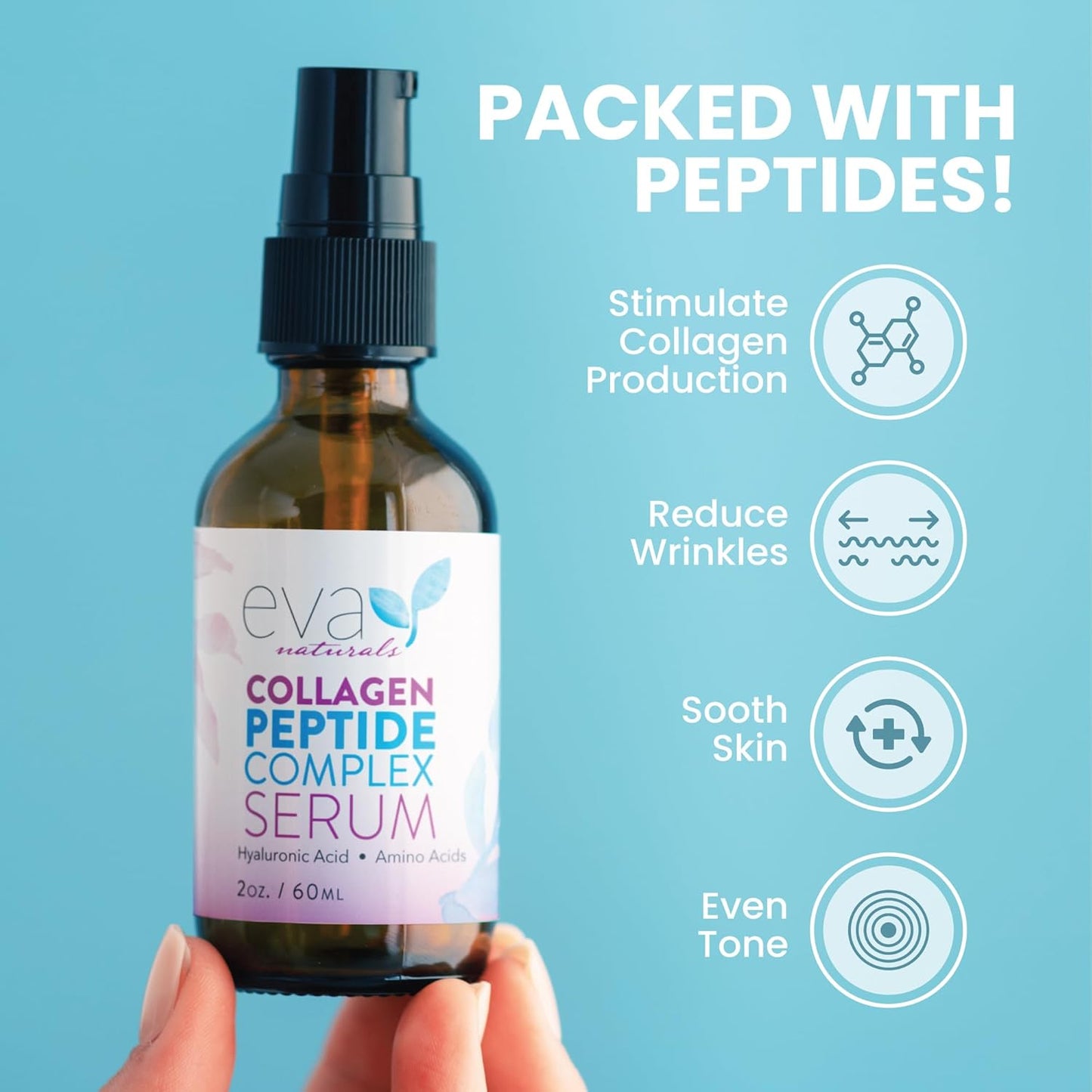 Collagen Peptide Serum for Face – Anti Aging Facial Treatment with Peptides & Hyaluronic Acid – Gentle for Sensitive Skin, Microneedling Pen, Derma Roller, Skin Firming & Hydrating (2 Oz) (2 Pack)