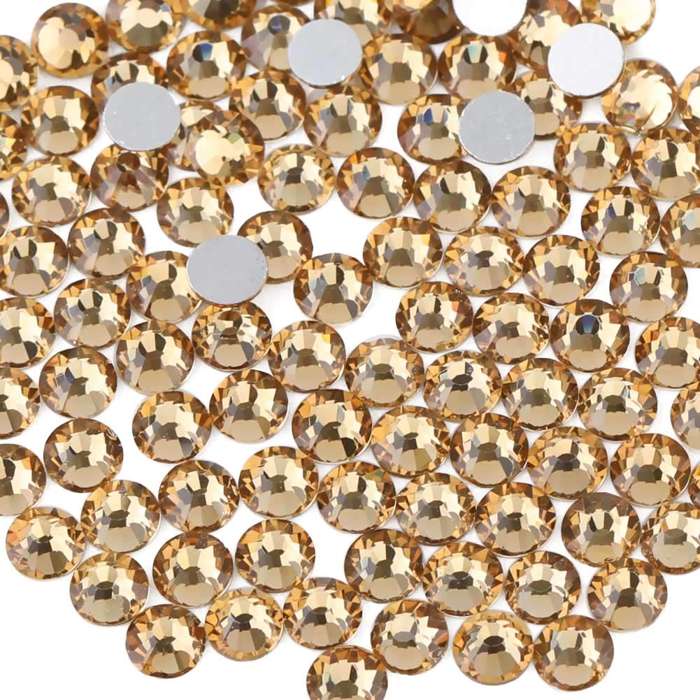 beadsland Flat Back Crystal Rhinestones Round Gems, Lt Colorado Topaz, (2.7-2.8mm) SS10/1440pcs