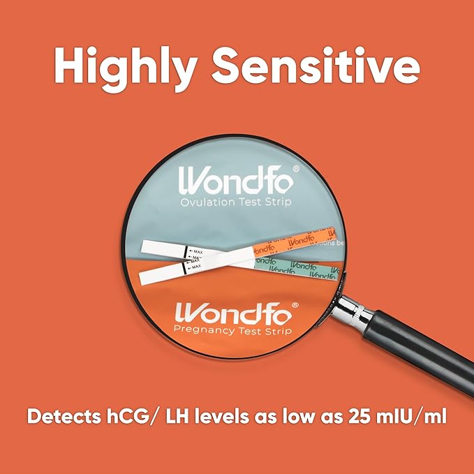 Wondfo 100 Ovulation Test Strips and 20 Pregnancy Test Strips Kit - Rapid Test Detection for Home Self-Checking Urine Test (100 LH + 20 HCG)