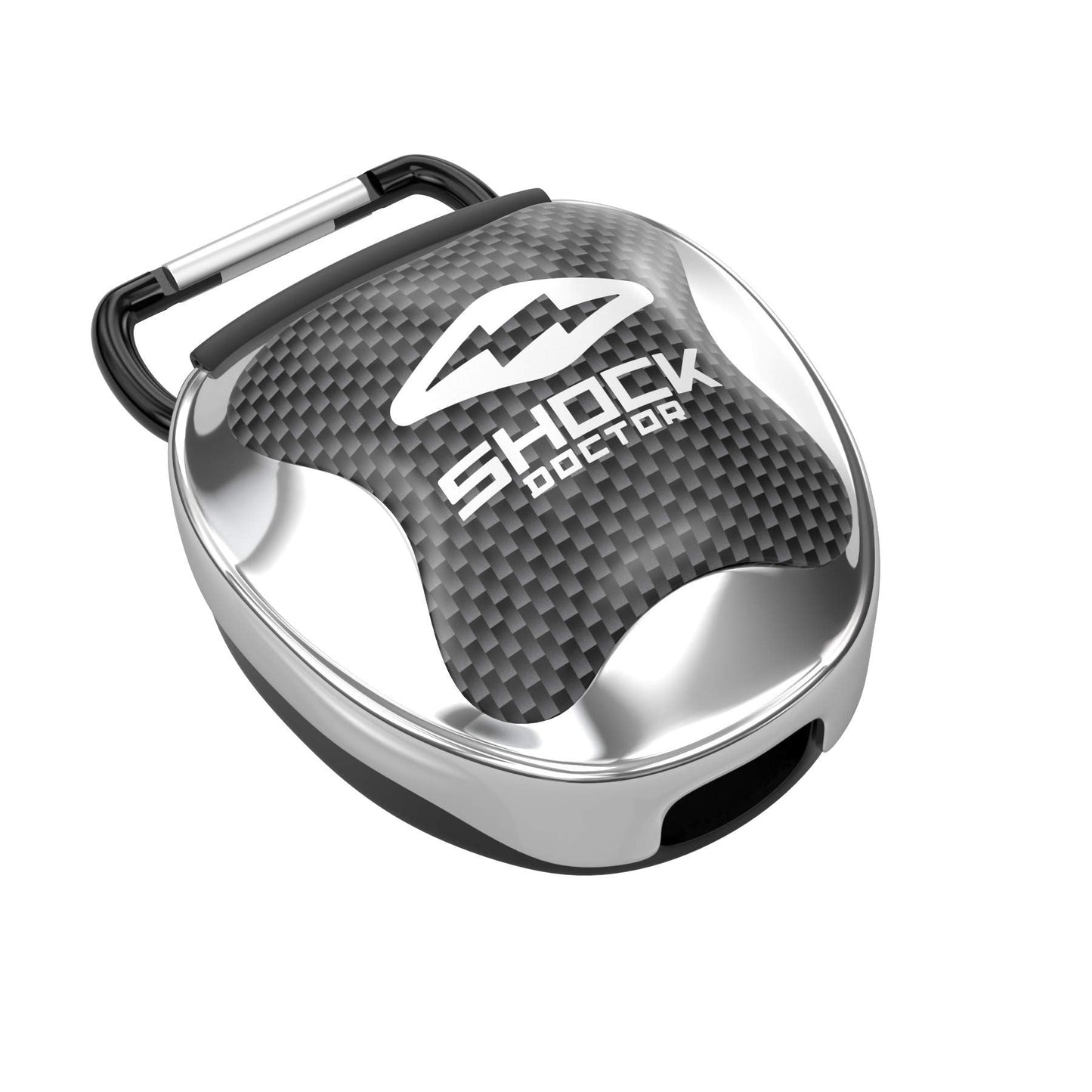 Shock Doctor Ventilated Mouth Guard Case, Universal Storage for Adult & Youth Sizes, Chrome Silver