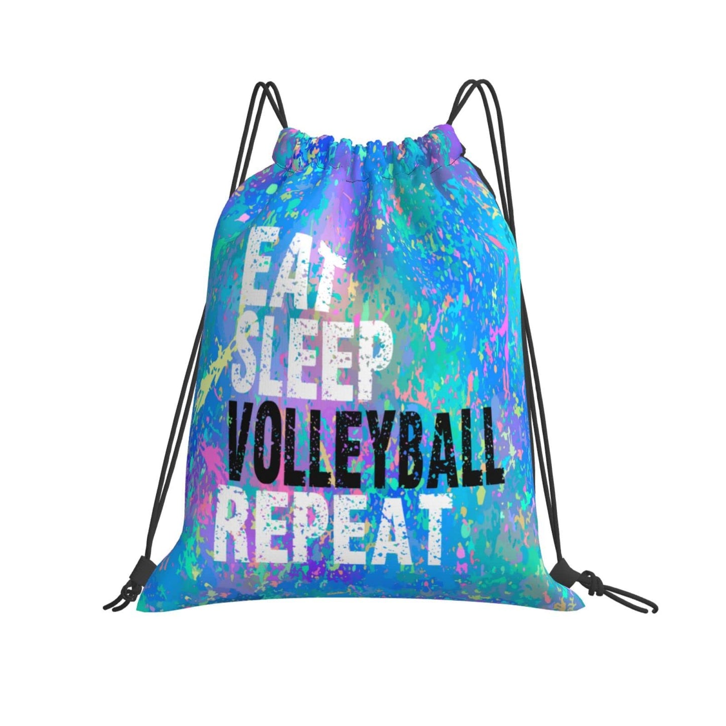 FORATIO Eat Sleep Volleyball Repeat Drawstring Backpack Gym String Bag Sports Drawstring Sackpack For Women Men