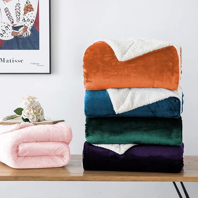 IR Imperial Rooms Sherpa Fleece Throw Blanket for Couch - Soft and Fuzzy Emerald Green Blanket for Winter - Reversible Thick and Warm Fluffy Throw Blankets for Bed, Camping and Travel, 50x60 Inches