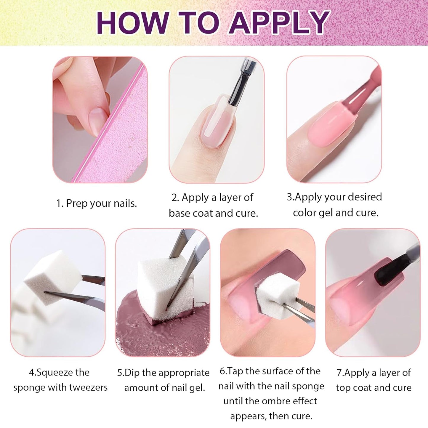 Gradient Painting Gel, 12 Bright Colors Ombre Gel Nail Polish for Pigment Pat Aura Nails, French Manicure DIY Nail Art,Long-lasting, No-wipe Soak of UV Palette Solar Flare