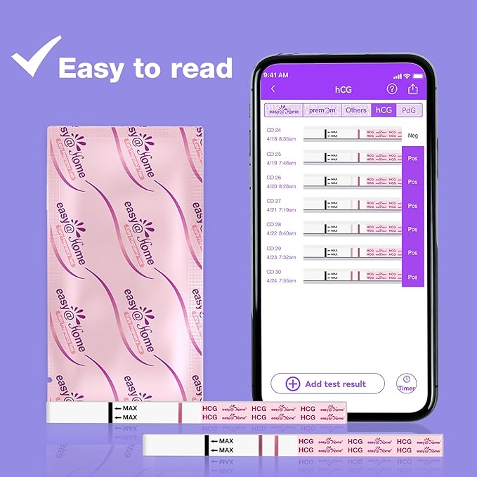 Easy@Home Pregnancy Test Strips: 50 Pack HCG Test Strips - Early Detection Bulk Pregnancy Tests Kit | EZW1-S:50