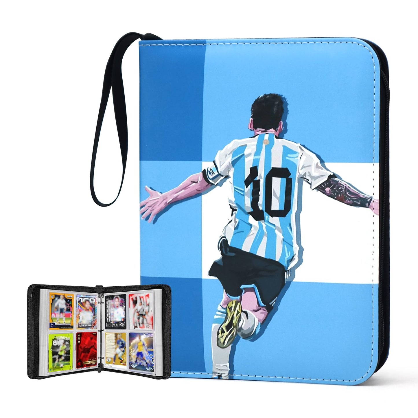 400 Pockets Soccer Card Binder,Gifts for Soccer Trading Cards Collectors,Portable Waterproof Card Storage Bag with Removable Sleeves,Compatible with Soccer,Football,Sports Game and TCG Cards