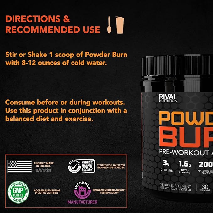 Rival Nutrition Powder Burn- Watermelon Candy, 10.1 oz.