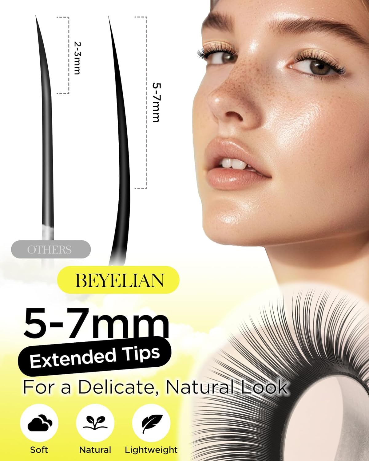 BEYELIAN Classic Volume Lash Extensions, C D D+ Curl 7-15mm 0.03-0.20mm Thickness Matte Black Semi Permanent Volume Eyelash Extensions Professional Salon Use (0.15 D+ 11mm)