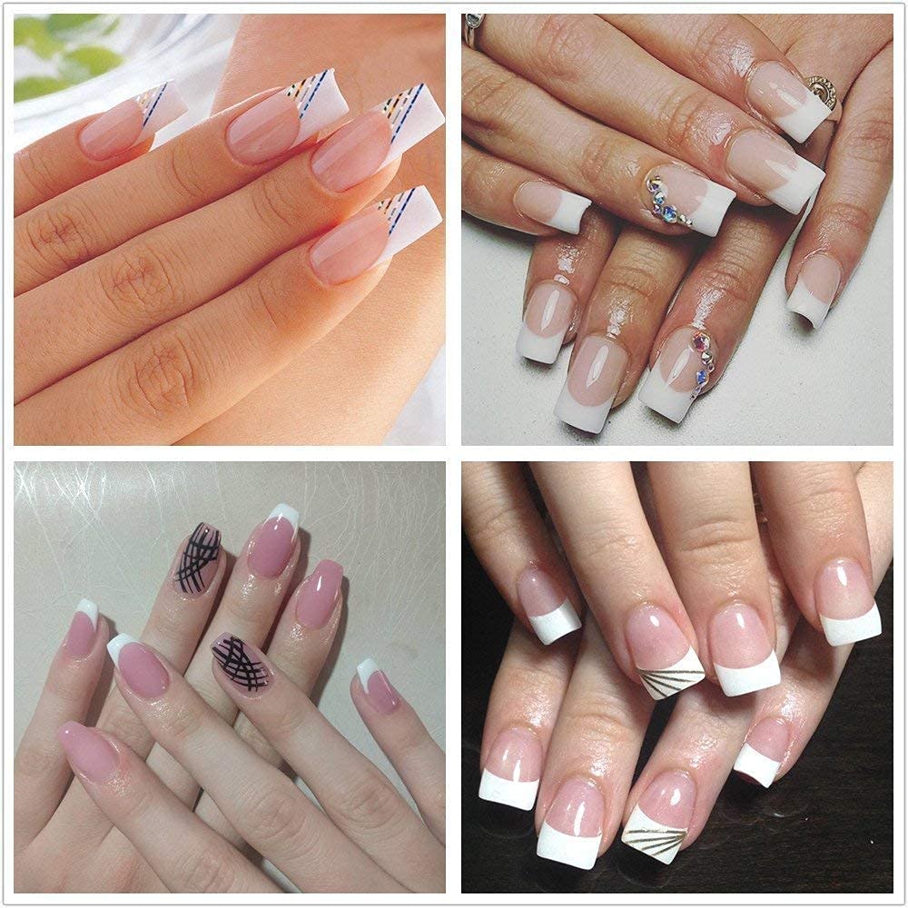 1000pcs Clear and Natural Acrylic Nail Tips,10 Size French Nail Tips For Acrylic Nails Half Cover False Nails Extension Artificial Fingernails