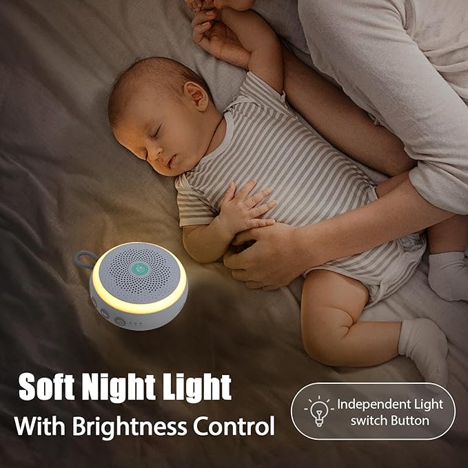 Baby Noise Machine – Portable Sound Machine with Night Light for Baby Nursery – Sleep Soother with White Noise, Rain Sounds & Sleep Music for Deep Restful Sleep