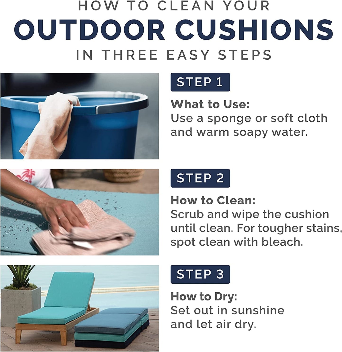 zzppy Outdoor Plush Modern Tufted Chaise Cushion, 76 x 22, Water Repellent, Fade Resistant, Tufted Cushion for Chaise Lounger 76 x 22, French Blue Texture