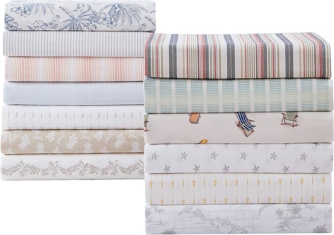 Tommy Bahama - Queen Sheets, Cotton Percale Bedding Set, Crisp & Cool, Stylish Bedding Set (Beach Chairs Multi, Queen)