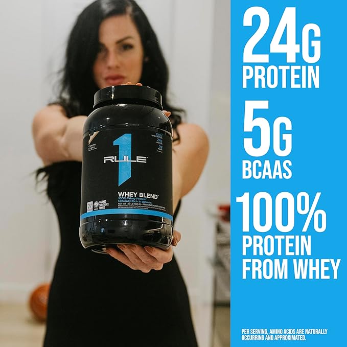 Rule One Proteins, R1 Whey Blend - 24g Fast-Acting Whey Protein Concentrates, Isolates, and Hydrolysates Per Serving, with Naturally Occurring EAAs and BCAAs (5 Pounds*, Mint Chocolate Chip)