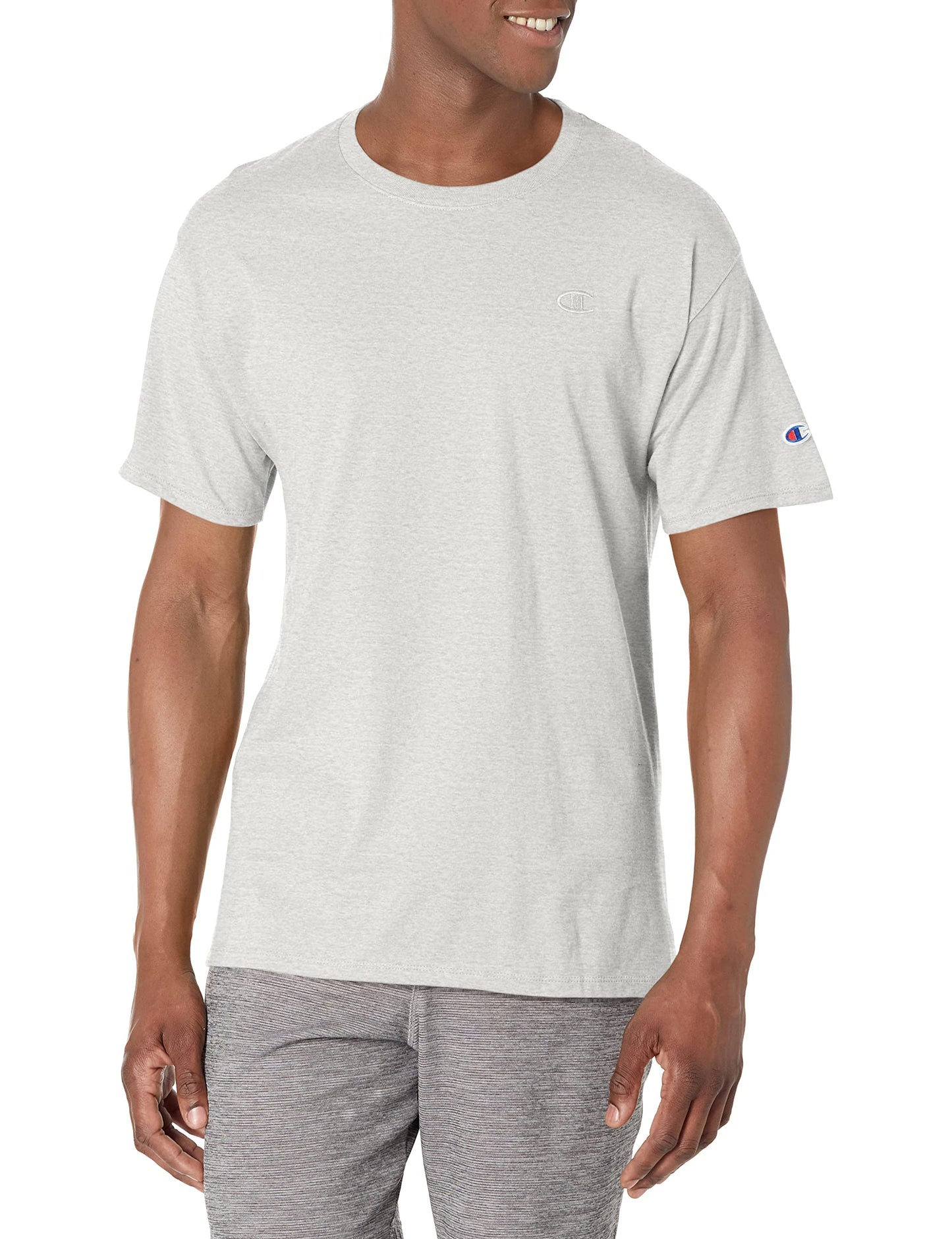 Champion mens T-shirt With "C" Logo, Classic Unisex Cotton T-shirt, Classic Tee, "C" Logo T Shirt, Oxford Gray, X-Small US
