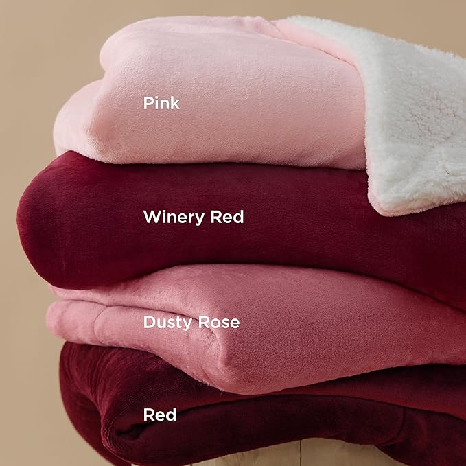 Bedsure Sherpa Fleece Throw Blanket for Couch - Thick and Warm, Soft Fuzzy Plush Throw Blanket for Winter, Pink, 50x60 Inches