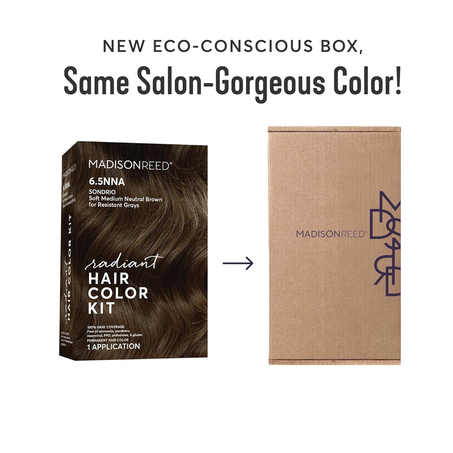Madison Reed Radiant Hair Color Kit | 6.5NNA Medium Neutral Brown (Sondrio) 100% Maximum Gray Hair Coverage | Salon-Quality Permanent Hair Dye for Resistant Grays | PPD-Free & Ammonia-Free |2 Pack