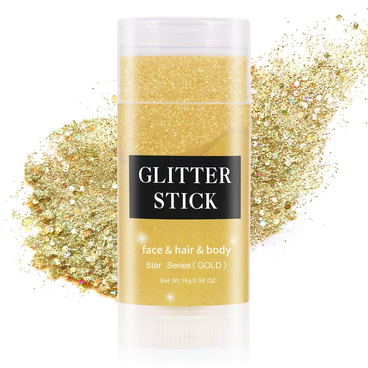 MEICOLY Gold Face Body Glitter Stick,Music Festival Accessories Outfits for Women,Hair Glitter Makeup,Mermaid Chunky Glitter Face Paint,Waterproof Sparkle Face Glitter for Country Concert