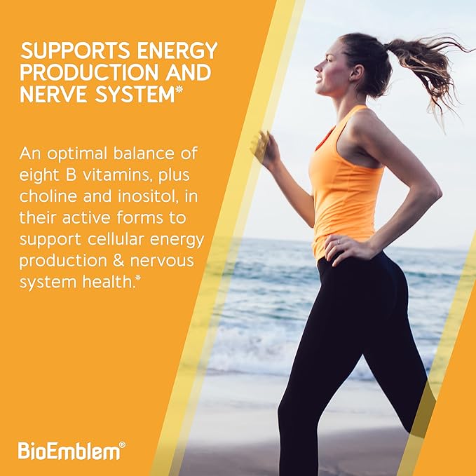 BioEmblem B Complex Vitamins | Complete B-Vitamin Formula with Active Methylated Forms | Supports Energy, Mental Clarity & Immune Health | Non-GMO, Vegan, Soy-Free, Gluten-Free |270 Capsules