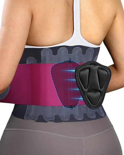 0.5mm Ultra Thin Back Brace with 3D Lumbar Pad, Seamless Yoga Fabric, Lightweight Back Brace for Lower Back Pain Women Men, Sciatica, Posture, Back Support Brace for Wearing Under Clothes