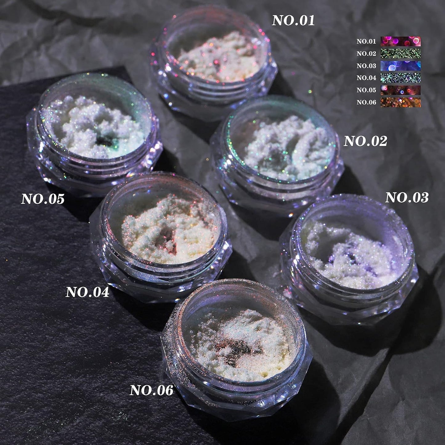 3 Boxes Ice Transparent Aurora Nail Powder Neon Rainbow Holographic Chameleon Powder Multi Chrome Iridescent Pigment Pearlescent Nail Art Glitters(Transparent#4#5#6)