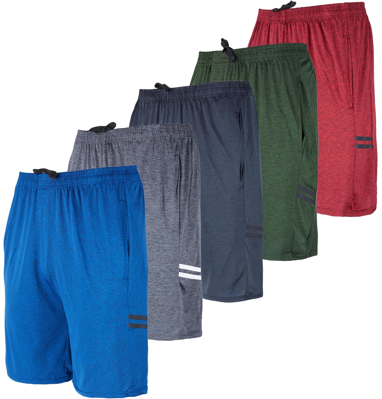Real Essentials Mens Dry Fit Shorts Dri Active Wear Short Men Athletic Performance Basketball 9 Inch Inseam Sweat Tennis Soccer Running Essentials Gym Casual Workout Sports, Set 8, S, Pack of 5