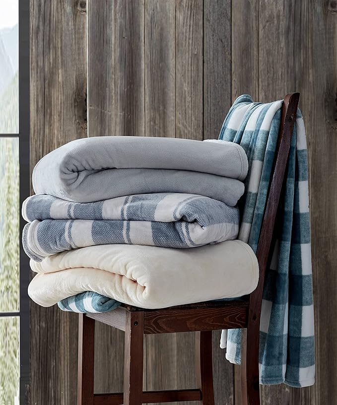 Eddie Bauer - Queen Blanket, Ultra Plush Bedding, Lightweight Home Decor for All Seasons (Ivory, Queen)