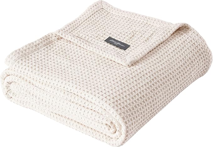 Eddie Bauer Blanket Soft Waffle Weave Bedding, Medium Weight Bedroom Decor, Softens Every Wash, King, White