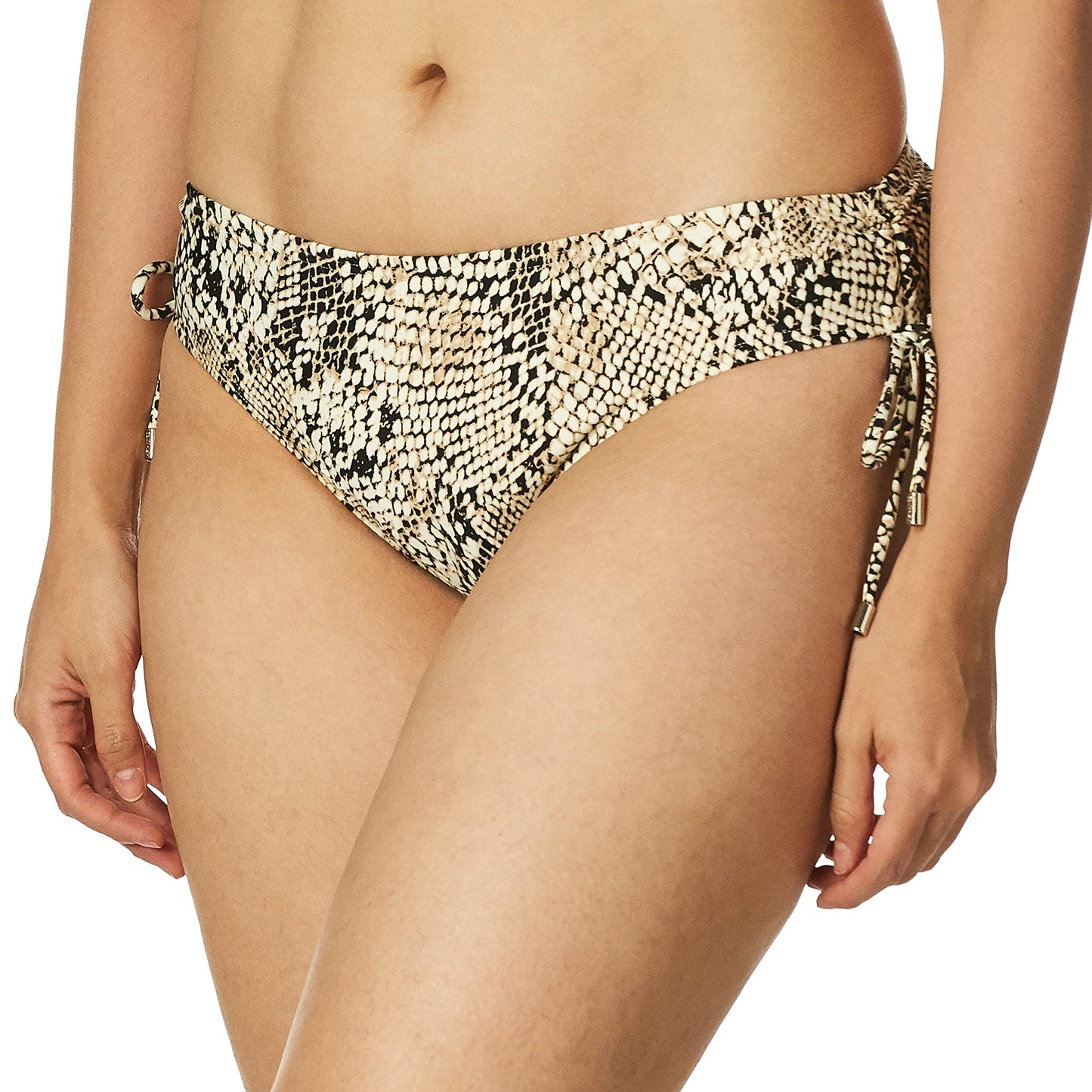 Calvin Klein Women's Side Shirred Bikini Swimsuit Bottom, Brown, Large